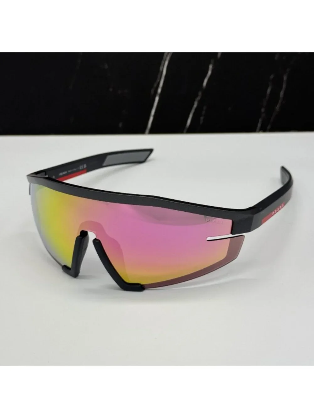 Prada Linea Rossa PS03ZS 15P20A Men Pink Gray Sport Sunglasses Authentic NEW